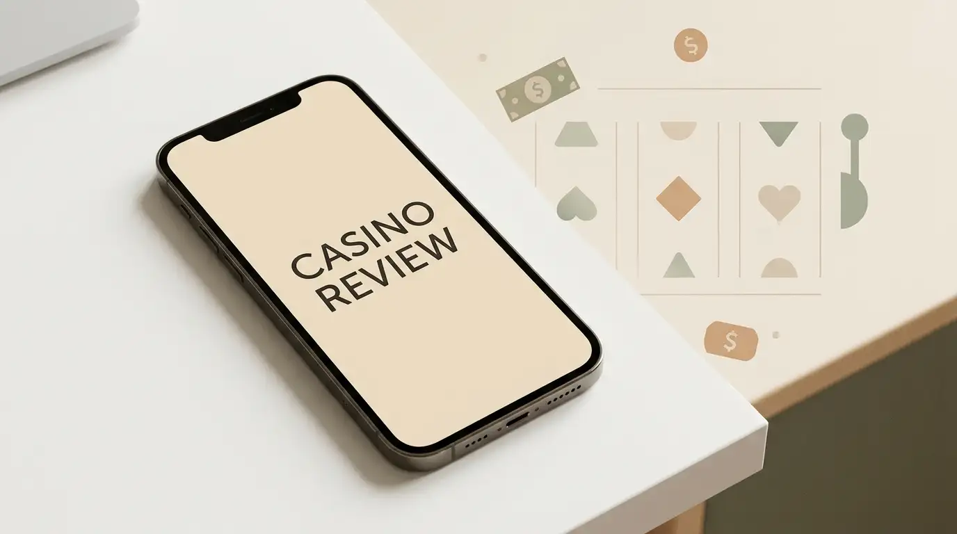 Editorial illustration of mobile casino research for Australian readers with generic pokie and AUD cues